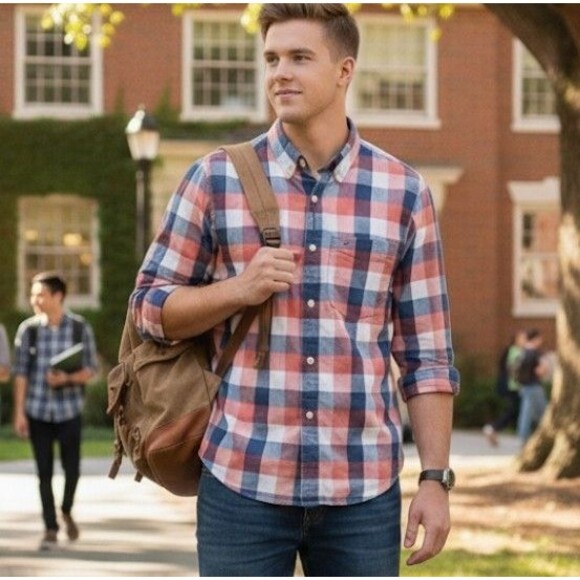 Hollister Other - Hollister Size L Shirt Button Down Checked Long Sleeve Cotton California Preppy